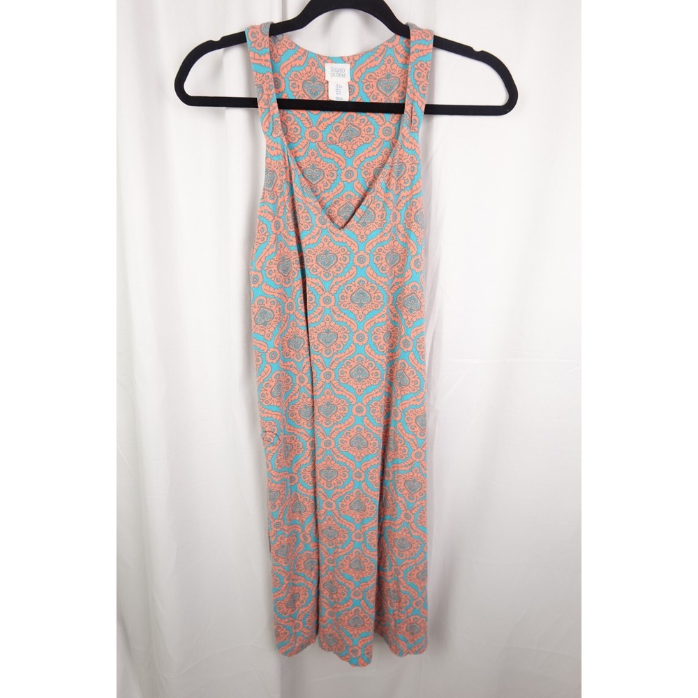 Sigrid Olsenโ Sleeveless Midi Dress Small Coral Teal Paisley Summer Travel